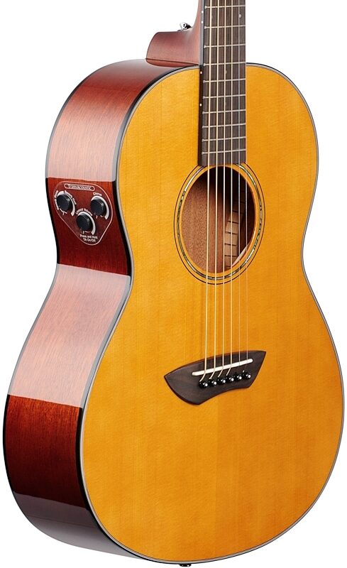 Yamaha CSF-TA TransAcoustic Parlor Acoustic Guitar, Vintage Natural, Full Left Front