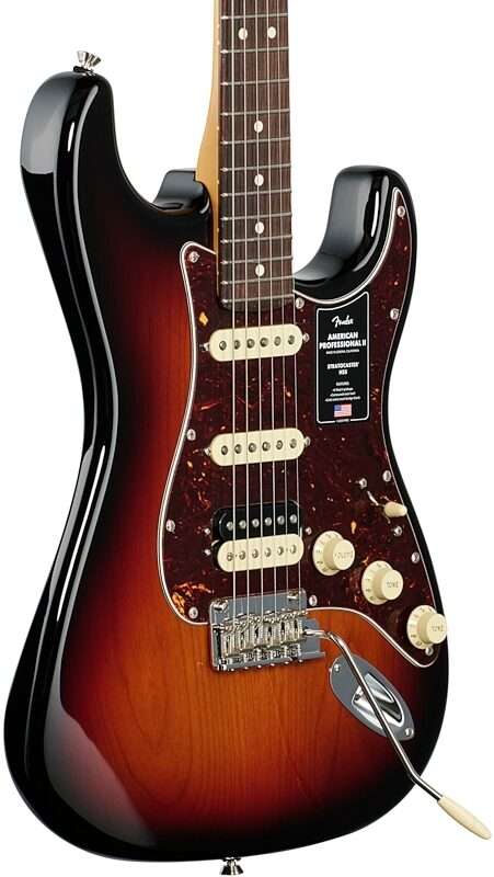 Fender American Pro II HSS Stratocaster Electric Guitar, Rosewood Fingerboard (with Case), 3-Color Sunburst, Full Left Front