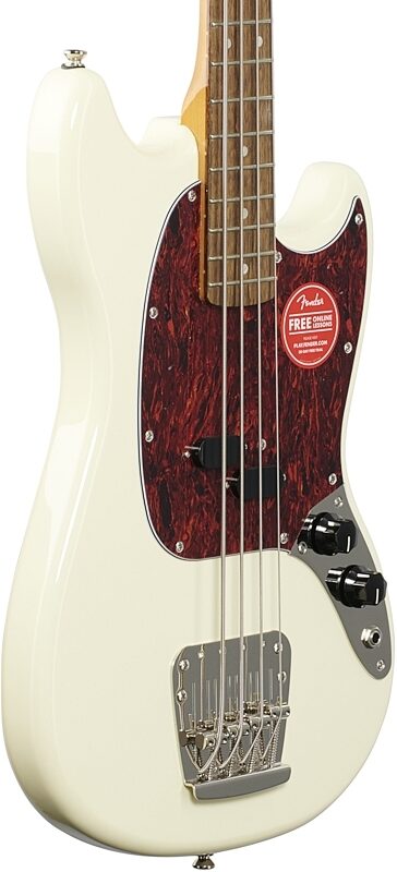 Squier Classic Vibe '60s Mustang Electric Bass, Laurel Fingerboard, Olympic White, Full Left Front