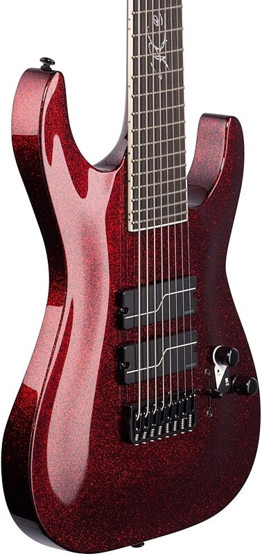 ESP LTD Stephen Carpenter SC-608B Baritone Electric Guitar, 8-String (with Case), Red Sparkle, Full Left Front