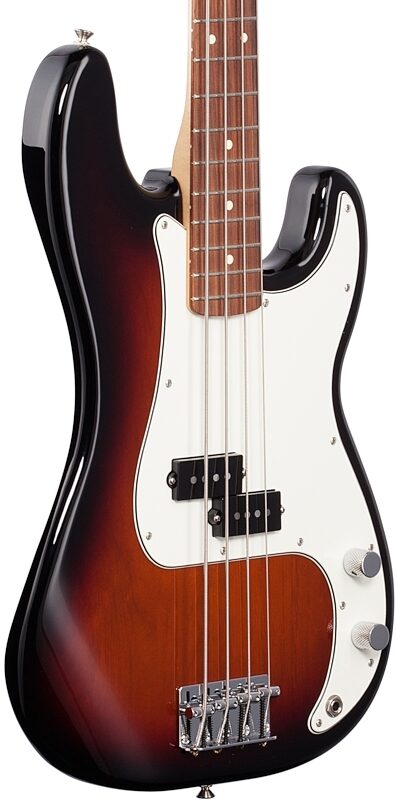 Fender Player Precision Electric Bass, with Pau Ferro Fingerboard, 3-Color Sunburst, Full Left Front