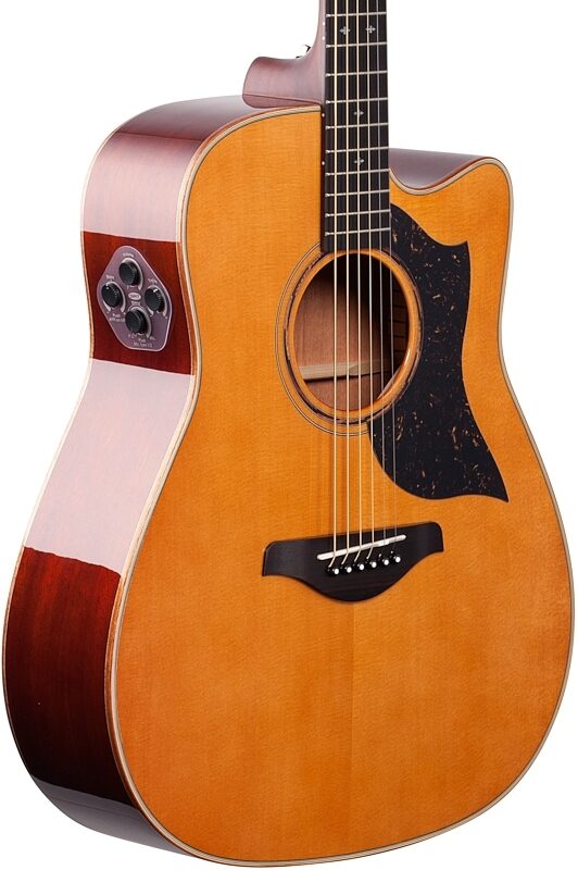 Yamaha A5M Dreadnought Acoustic-Electric Guitar (with Case), Vintage Natural, Full Left Front