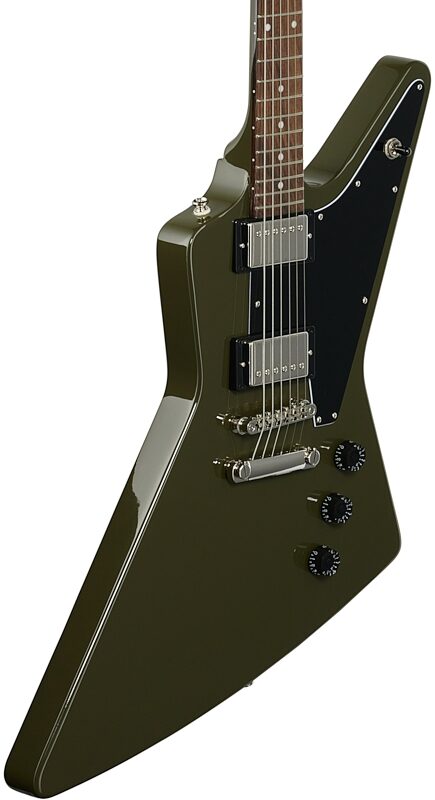 Epiphone Exclusive Explorer Electric Guitar, Olive Drab Green, Full Left Front