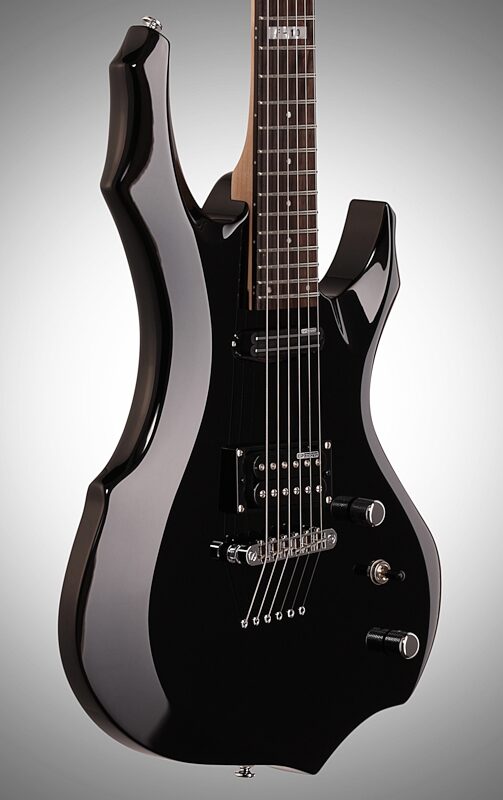 ESP LTD F10 10 Series Electric Guitar, Black, with Gig Bag, Full Left Front