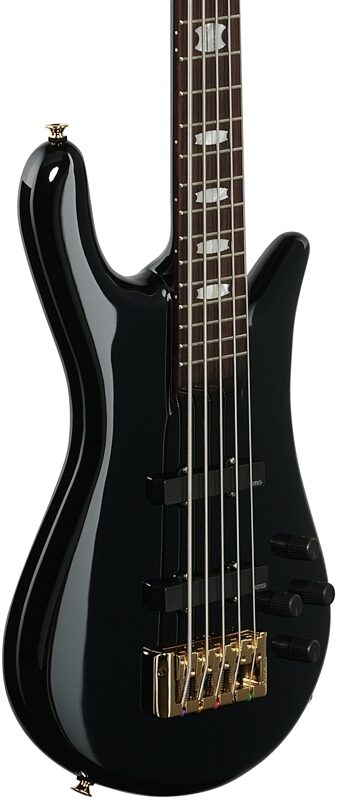 Spector Euro5 Classic Bass Guitar (with Bag), Solid Black Gloss, Full Left Front