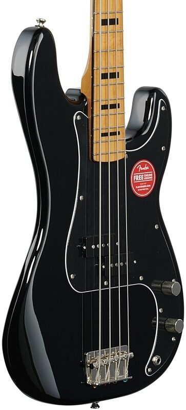 Squier Classic Vibe '70s Precision Electric Bass, with Maple Fingerboard, Black, Full Left Front
