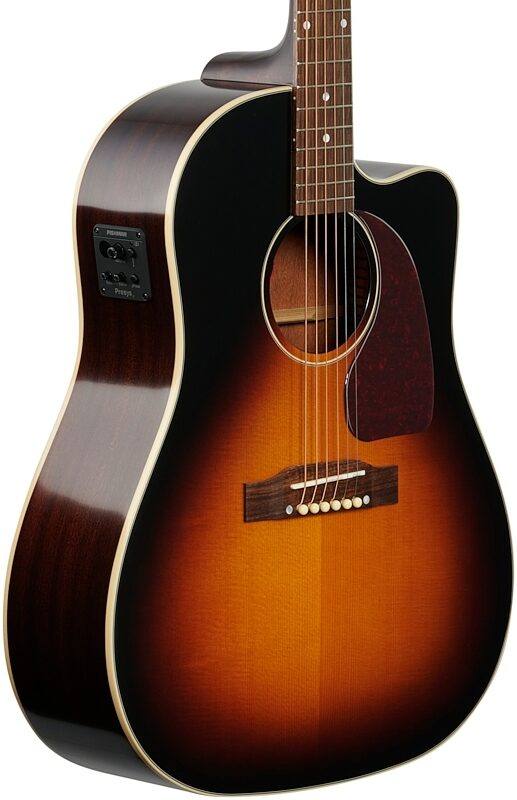 Epiphone J-45 EC Acoustic-Electric Guitar, Aged Vintage Sunburst Gloss, Full Left Front