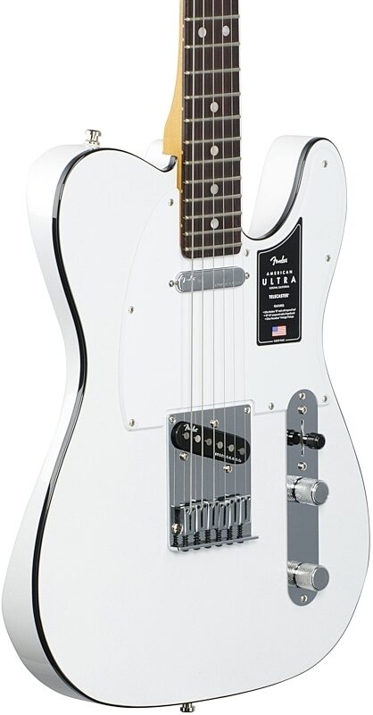 Fender American Ultra Telecaster Electric Guitar, Rosewood Fingerboard (with Case), Arctic Pearl, Full Left Front