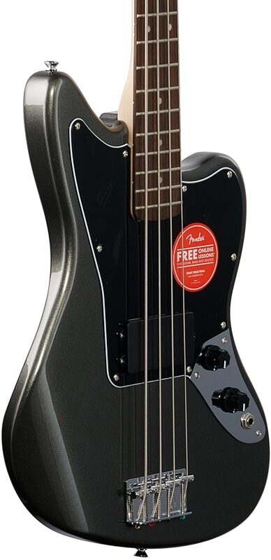 Squier Affinity Jaguar H Electric Bass, Laurel Fingerboard, Charcoal Frost, Full Left Front