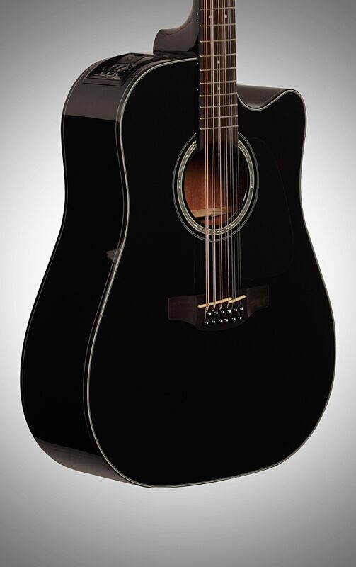 Takamine GD30CE Cutaway Acoustic-Electric Guitar, 12-String, Black, Full Left Front