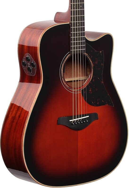 Yamaha A3M Acoustic-Electric Guitar, with Gig Bag, Tobacco Brown Sunburst, Full Left Front