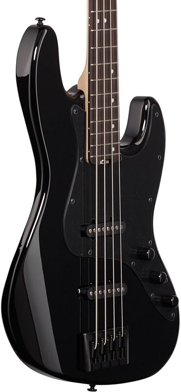 Schecter J4 Electric Bass, Gloss Black, Full Left Front