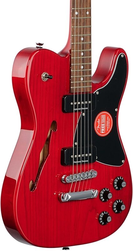 Fender Jim Adkins JA90 Telecaster Thinline Electric Guitar, with Laurel Fingerboard, Crimson Transparent, USED, Blemished, Full Left Front