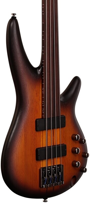 Ibanez SRF700 Portamento Fretless Electric Bass, Brown Burst Flat, Full Left Front