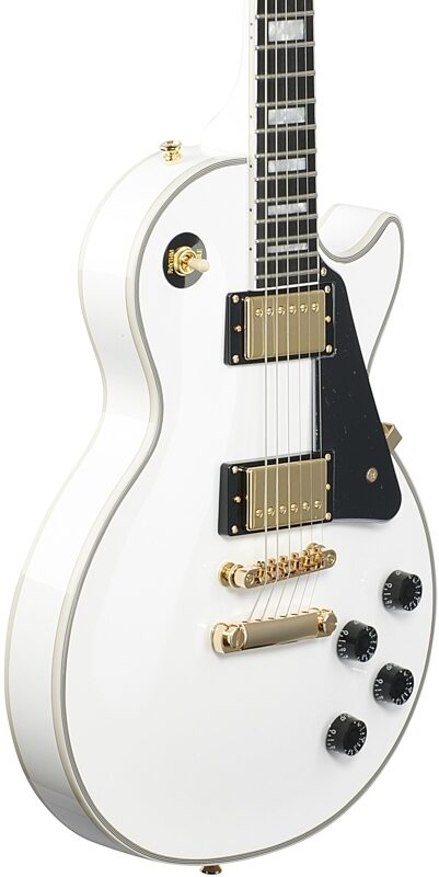 Epiphone Les Paul Custom Electric Guitar, Alpine White, with Gold Hardware, Full Left Front
