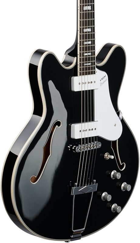 Vox Bobcat V90 Semi-hollowbody Electric Guitar (with Case), Black, Full Left Front
