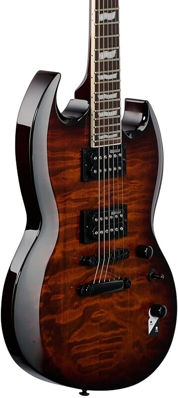 ESP LTD Viper 256QM Electric Guitar, Dark Brown Sunburst, Blemished, Full Left Front