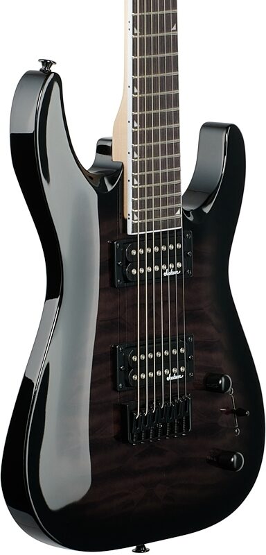 Jackson JS22Q7DKAHT JS Dinky Electric Guitar, 7-String, Transparent Black Burst, Full Left Front