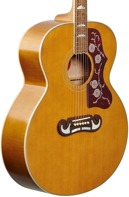 Epiphone J-200 Jumbo Acoustic-Electric Guitar, Aged Natural Antique, Full Left Front