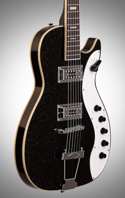Silvertone Classic 1423 Jupiter Electric Guitar, Blackgold Metallic, Full Left Front
