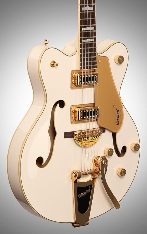 Gretsch G5422TG Electromatic Hollowbody Double Cutaway Electric Guitar with Bigsby, Snow Crest White, Full Left Front