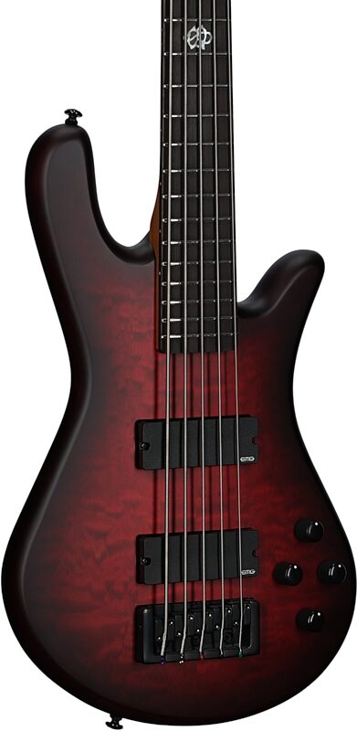 Spector NS Pulse II Electric Bass, 5-String (with Gig Bag), Black Cherry Matte, Full Left Front