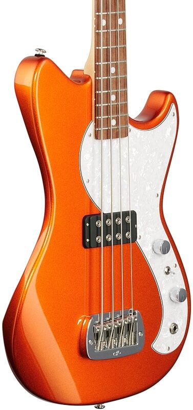 G&L Fullerton Deluxe Fallout Short Scale Electric Bass (with Gig Bag), Tangerine Metallic, Full Left Front