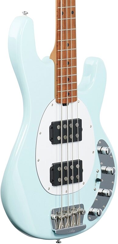 Sterling by Music Man StingRay Ray34HH Electric Bass (with Gig Bag), Daphne Blue, Full Left Front