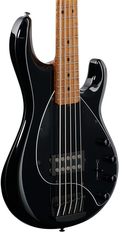 Ernie Ball Music Man StingRay 5 Special Electric Bass, 5-String (Ebony Fingerboard, with Case), Black, Full Left Front