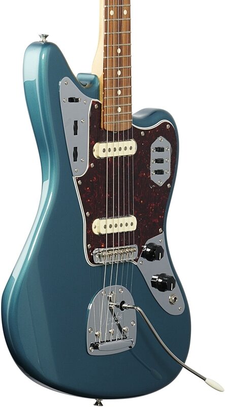 Fender Vintera '60s Jaguar Electric Guitar, Pau Ferro Fingerboard (with Gig Bag), Ocean Turquoise, Full Left Front